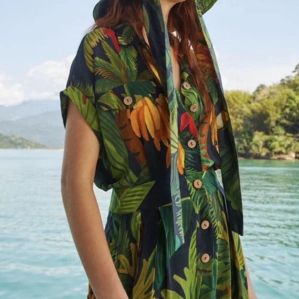 Farm Rio Cocoa Forest Jumpsuit w/ pockets NWT - Picture 6 of 16